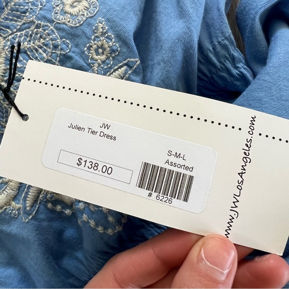 Johnny Was Light Blue Embroidered Julien Tier Dress NWT - Picture 9 of 10